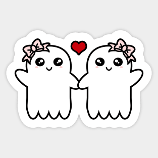 Cute Ghosts Holding Hands Sticker